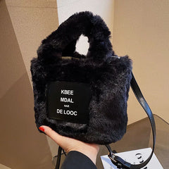 Warm Faux Fur Tote Handbag for Women Mini Purse