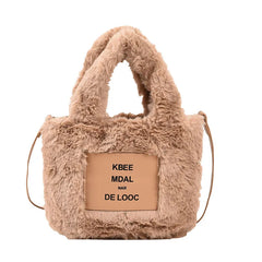 Warm Faux Fur Tote Handbag for Women Mini Purse