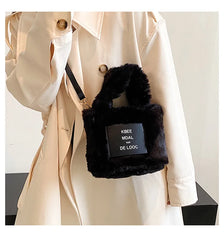 Warm Faux Fur Tote Handbag for Women Mini Purse