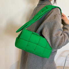 Winter Woven Cotton Crossbody Bag for Women Down Padded Shoulder Bags
