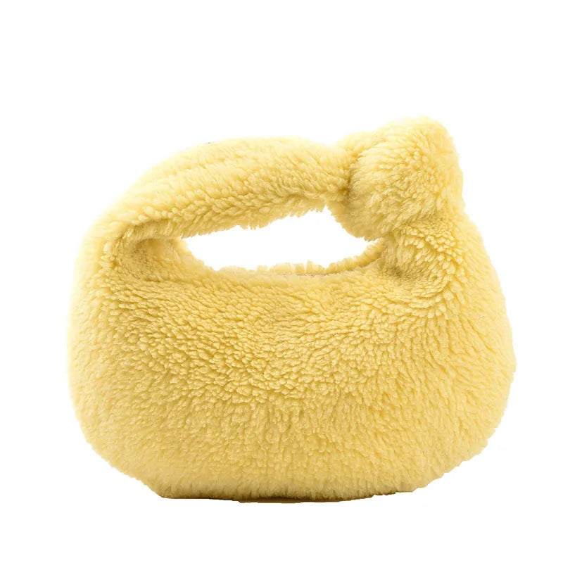 Winter Plush Mini Leather Clutch Bag