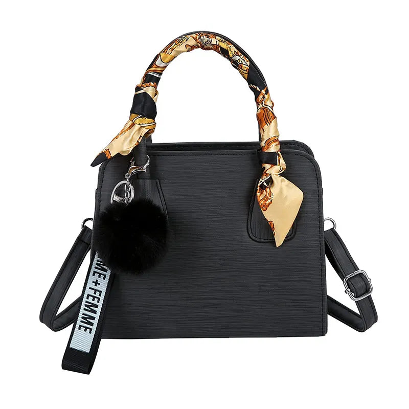 Winter Women's Messenger Bag with Fur Hair Ball Pendant