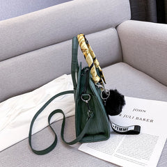 Winter Women's Messenger Bag with Fur Hair Ball Pendant