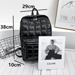 Winter Women Backpack Space Pad Cotton Feather Down Bag Travel Backpacks