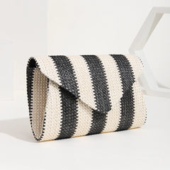 Woven Straw Clutch for Phone Wallet Purse Handbags Striped Shoulder Bag