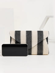 Woven Straw Clutch for Phone Wallet Purse Handbags Striped Shoulder Bag