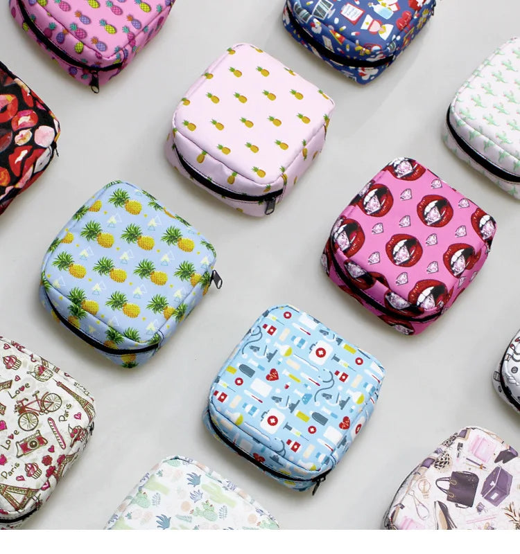 Witch & Cat Print Sanitary Napkin Bag