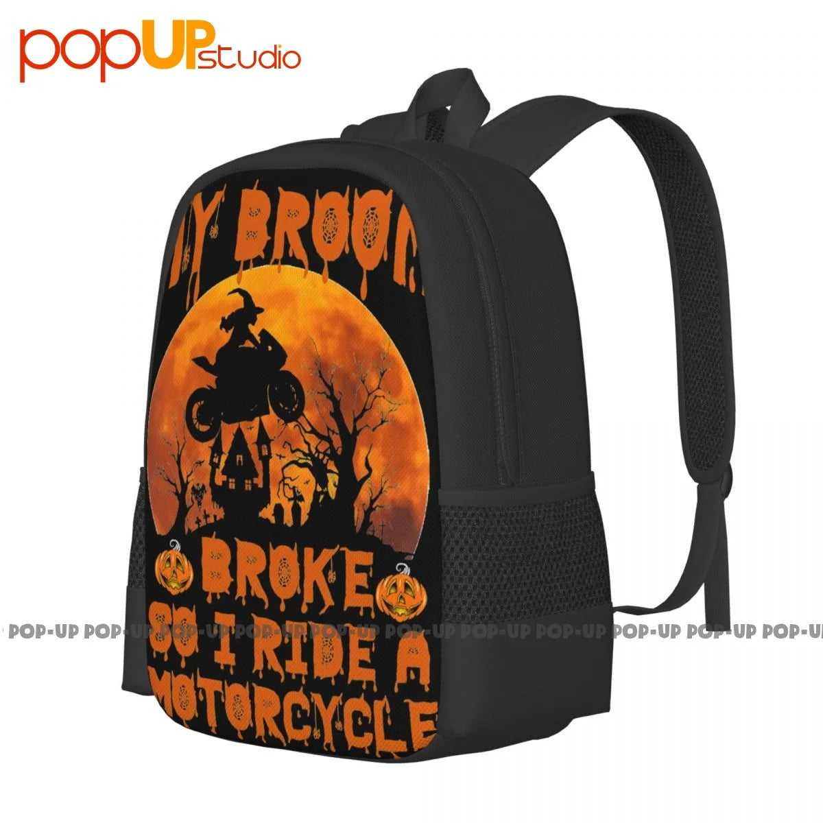 Witch Ride Motorcycle Backpack Large Capacity Shoe Bag Travel Eco Friendly