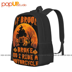 Witch Ride Motorcycle Backpack Large Capacity Shoe Bag Travel Eco Friendly