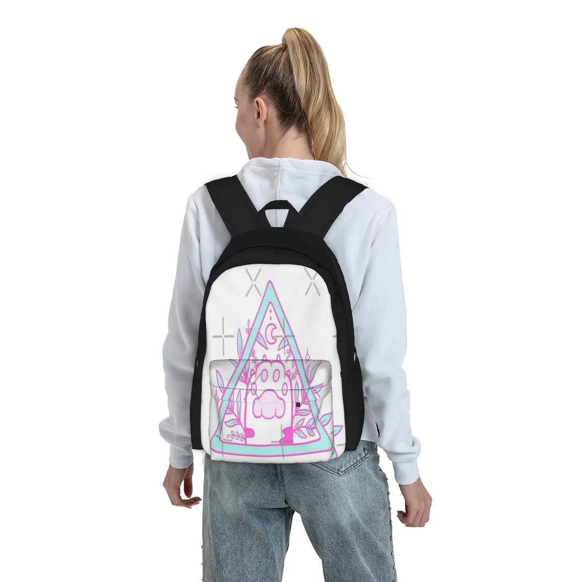 Witchy Cat Paw 02 Nikury Backpacks Retro Male School Bag