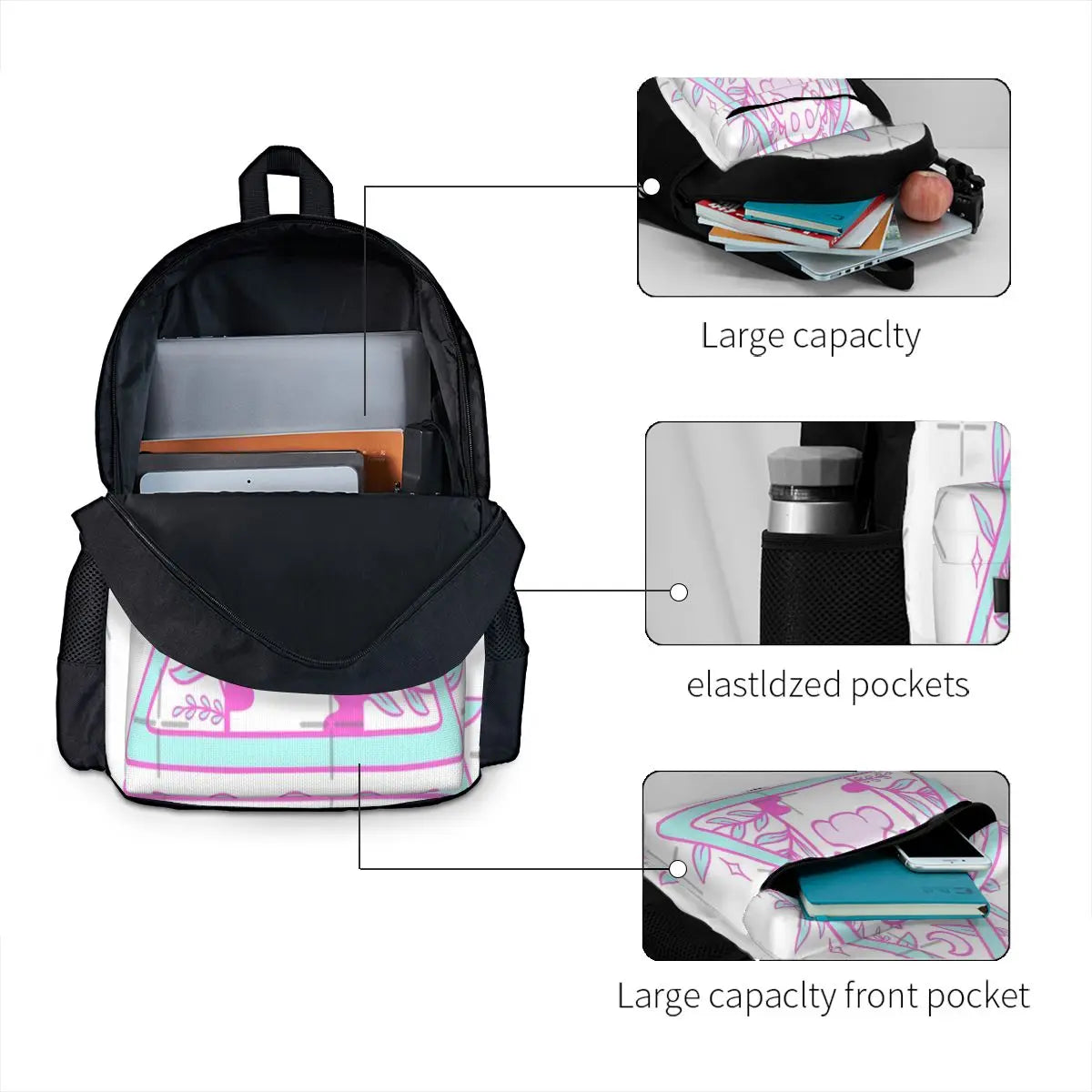 Witchy Cat Paw 02 Nikury Backpacks Retro Male School Bag
