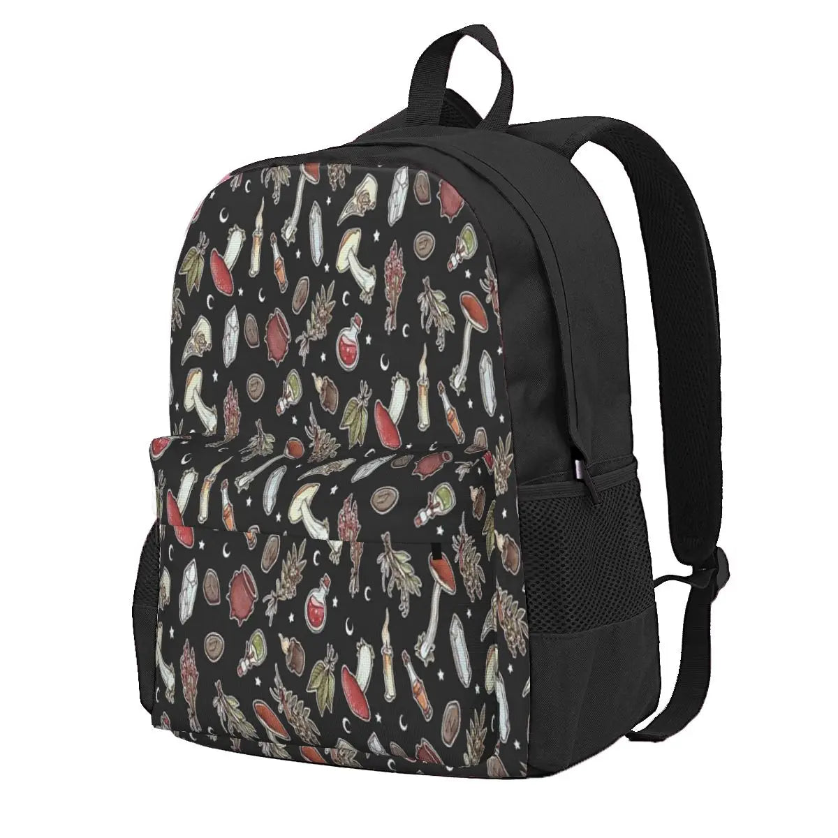 Witchy Pattern Dark Backpacks Men's Women's Zipper Close Backpack