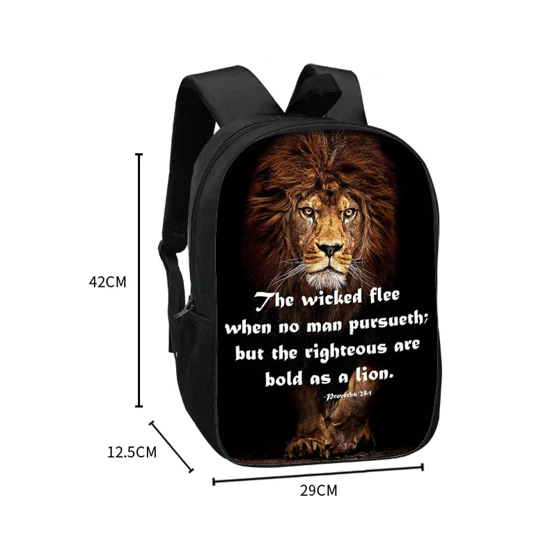 God All Things Possible Lion Backpack Bible Verse Rucksack