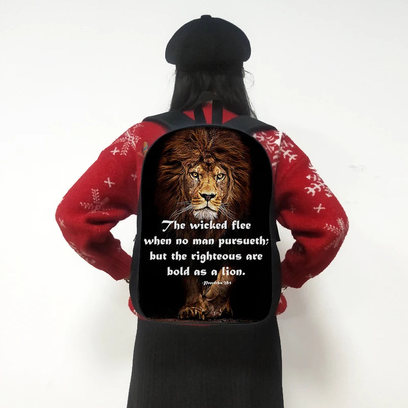 God All Things Possible Lion Backpack Bible Verse Rucksack