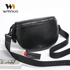 Wmnuo Leather Waist Bags Women Letter Half Moon Chest Bag