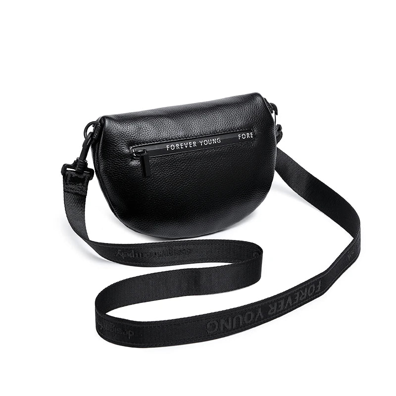 Wmnuo Leather Waist Bags Women Letter Half Moon Chest Bag