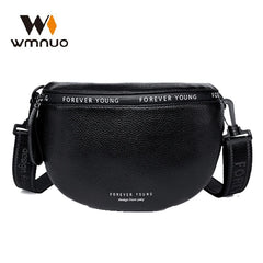 Wmnuo Leather Waist Bags Women Letter Half Moon Chest Bag