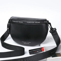 Wmnuo Leather Waist Bags Women Letter Half Moon Chest Bag