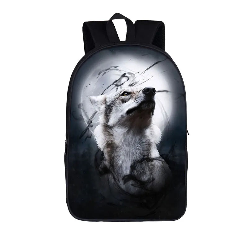 Wolf/Husky Print Backpack Student Book Bag