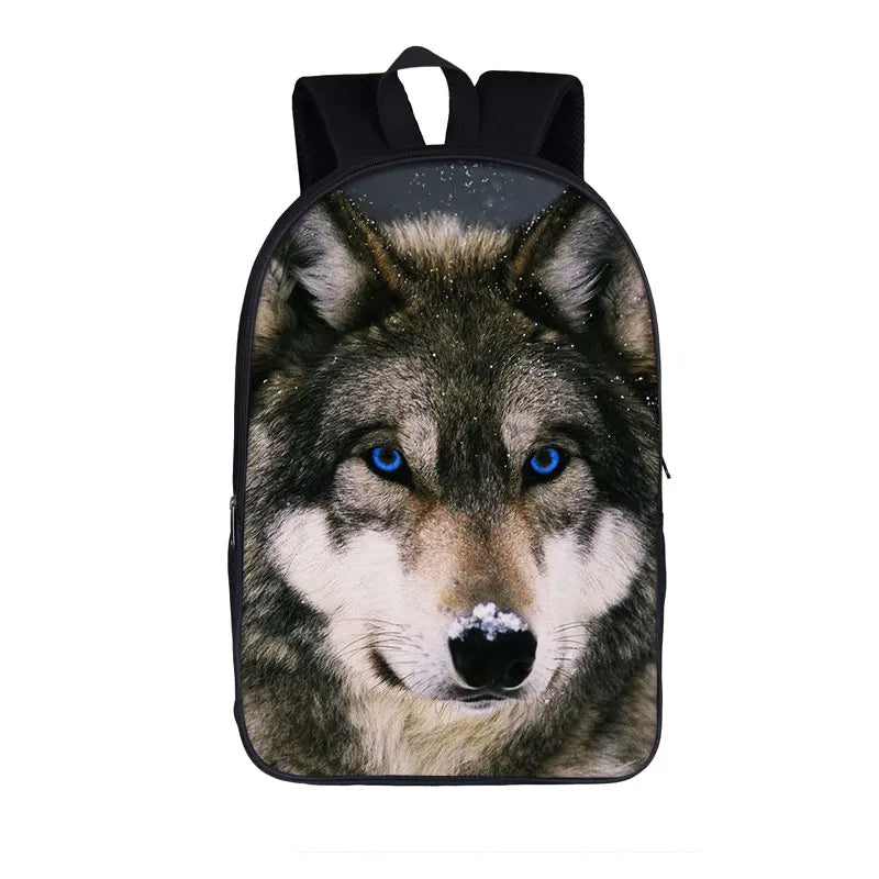 Wolf/Husky Print Backpack Student Book Bag