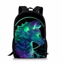 Wolf Print Boys Girls Back Pack Kids Backpack Travel Dayback
