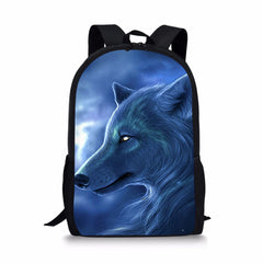 Wolf Printing Pattern School Backpacks & Pencil Bag & Lunch Bag