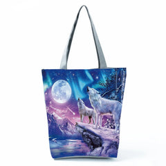 Wolf Printing Totes Women's Bag Big Capacity Shoulder Bag Casual Daily Shopper