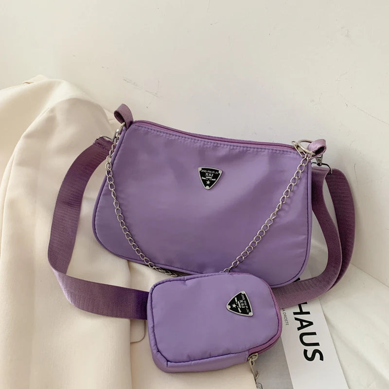 Retro Women Crossbody Bag Chain Shoulder Bag High Square Solid Bag