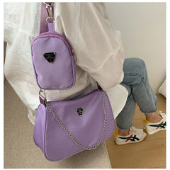 Retro Women Crossbody Bag Chain Shoulder Bag High Square Solid Bag