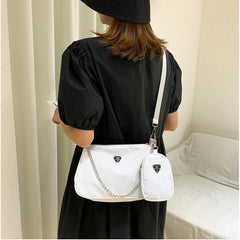 Retro Women Crossbody Bag Chain Shoulder Bag High Square Solid Bag
