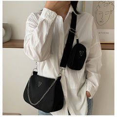 Retro Women Crossbody Bag Chain Shoulder Bag High Square Solid Bag