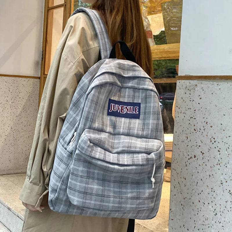 Plaid Rucksack Lightweight Book BagPack Schoolbag Teen Girls Boys