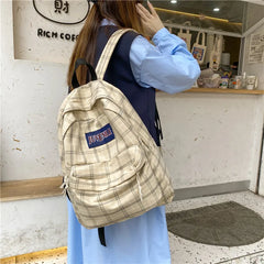 Plaid Rucksack Lightweight Book BagPack Schoolbag Teen Girls Boys