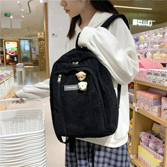 Striped Corduroy Backpack for Teens - Stylish Pack