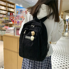 Striped Corduroy Backpack for Teens - Stylish Pack