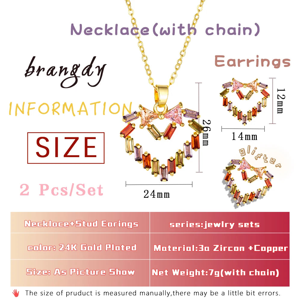 24k Plated Heart Necklace & Earring Set