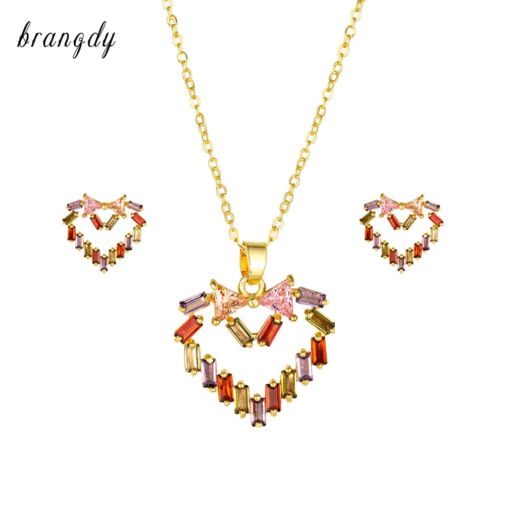 24k Plated Heart Necklace & Earring Set