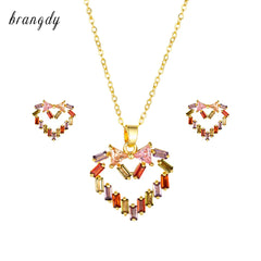 24k Plated Heart Necklace & Earring Set