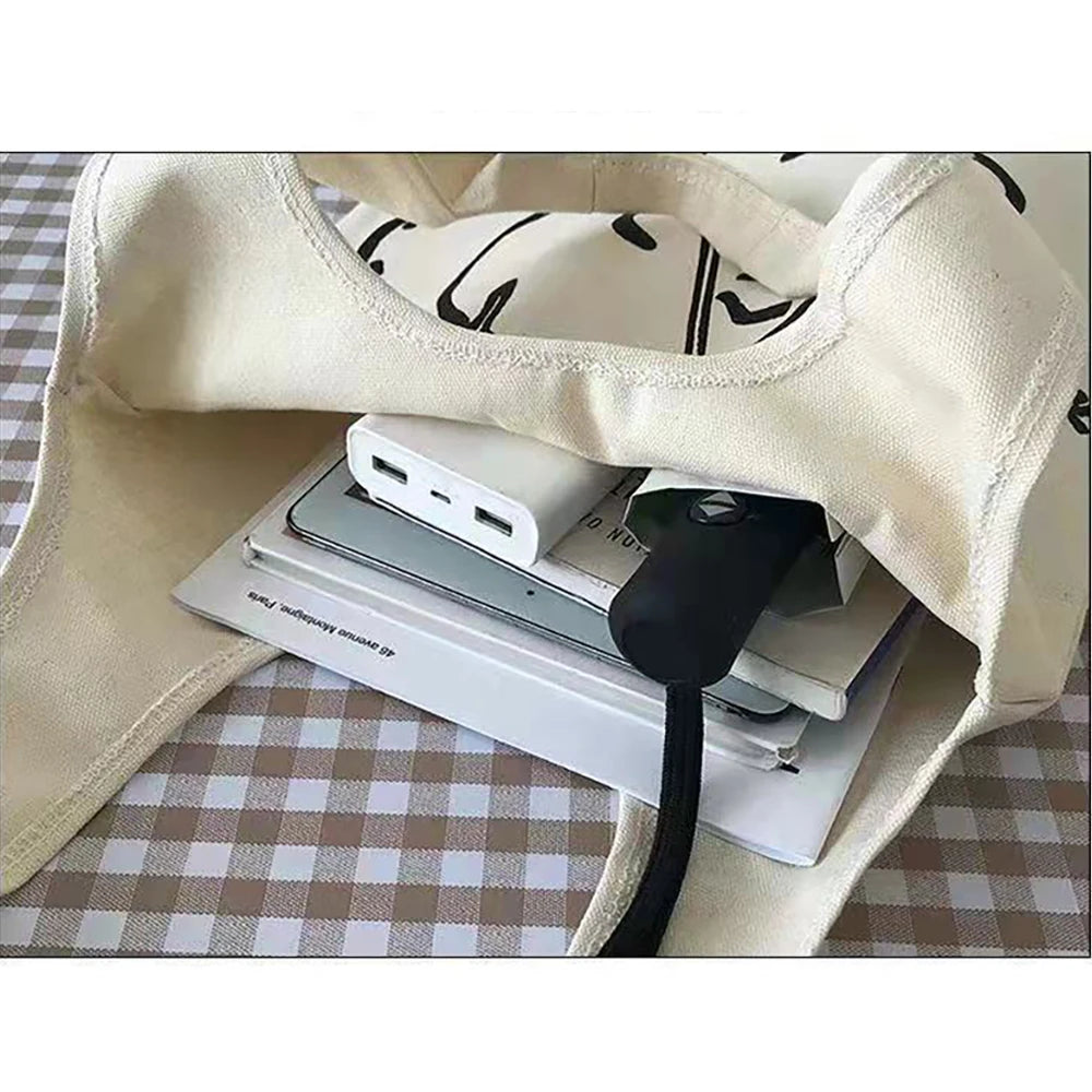 Woman Canvas Bag Shopper Portable Travel Large-capacity Storage