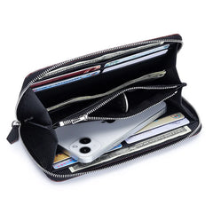Women's Ultra-thin Leather Zipper Wallet for Mobile Phone