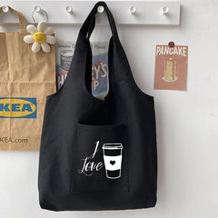 Food Pattern Printing Series Tote Bag Canvas Bag Student Soft Commuter Bag