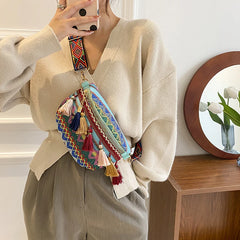 Tassel Large Capacity Crossbody Chest Bag Ethnic Style Waist Bag