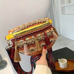 Tassel Large Capacity Crossbody Chest Bag Ethnic Style Waist Bag
