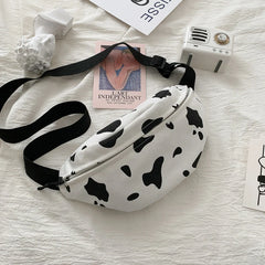 Korean Style Cow Canvas Chest Bag Harajuku Girl Student Messenger Bag