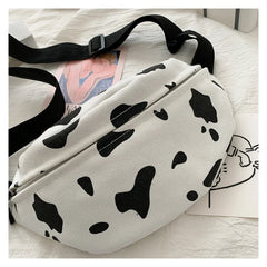Korean Style Cow Canvas Chest Bag Harajuku Girl Student Messenger Bag