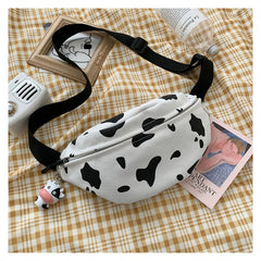 Korean Style Cow Canvas Chest Bag Harajuku Girl Student Messenger Bag