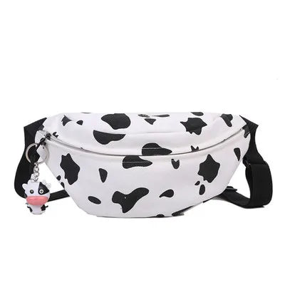 Korean Style Cow Canvas Chest Bag Harajuku Girl Student Messenger Bag