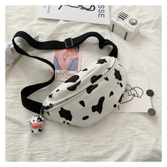 Korean Style Cow Canvas Chest Bag Harajuku Girl Student Messenger Bag
