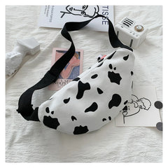 Korean Style Cow Canvas Chest Bag Harajuku Girl Student Messenger Bag