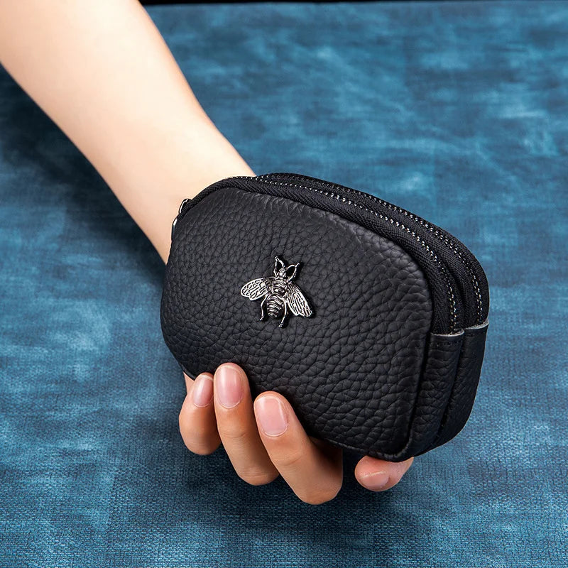 Leather Coin Purse Men Women RFID Blocking Small Change Pocket